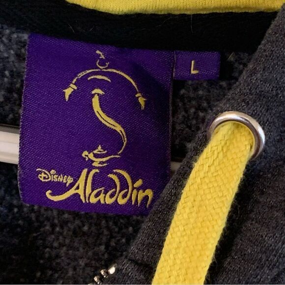 Disney Aladdin Sweatshirt Hoodie Zip Up Dark Gray Sz Large Gorgeous - Picture 4 of 5